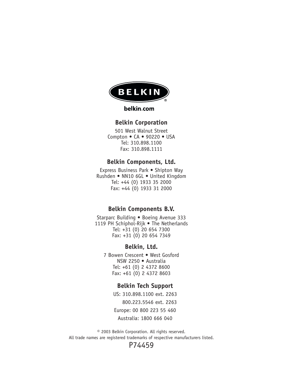 Belkin THUMB HUB F5U218-MOB User Manual | Page 9 / 9