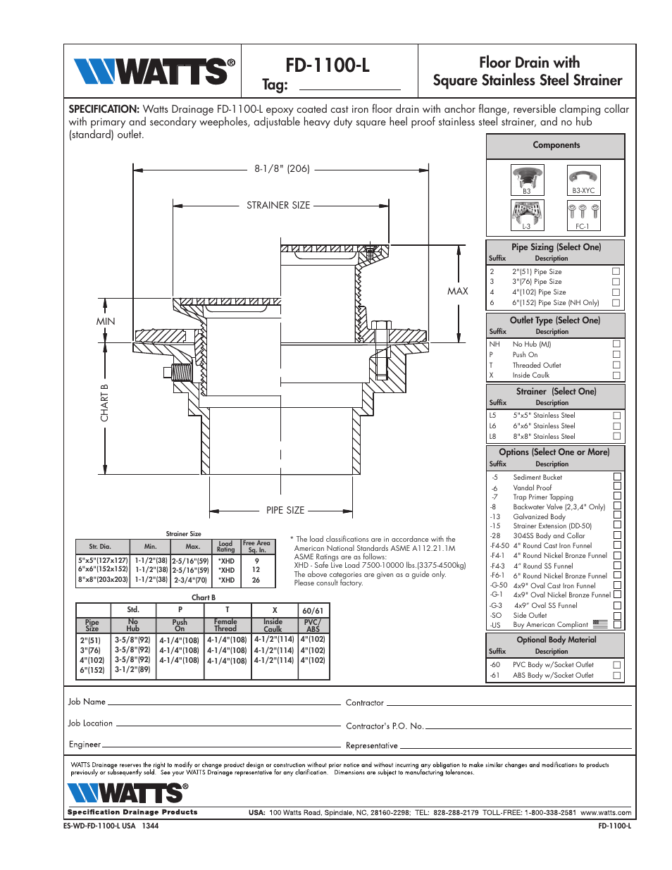 Watts FD-1100-L User Manual | 1 page