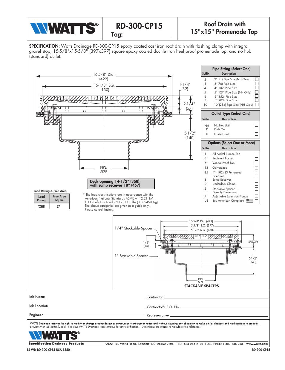 Watts RD-300-CP15 User Manual | 1 page