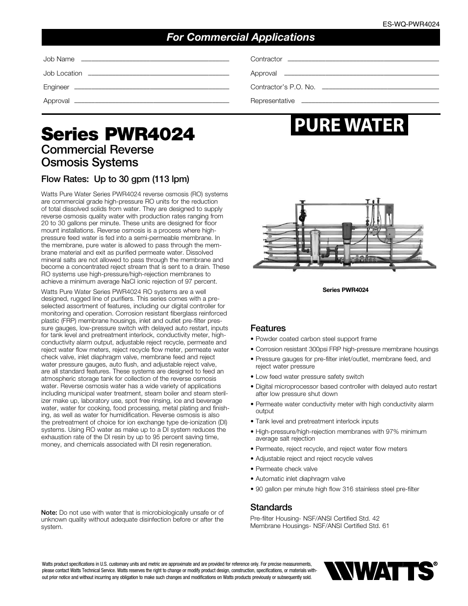 Watts PWR4024 User Manual | 2 pages