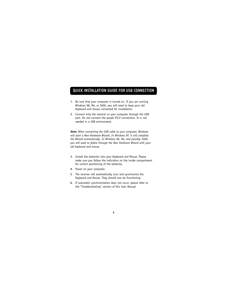 Quick installation guide for usb connection | Belkin F8E832-BNDL User Manual | Page 6 / 16