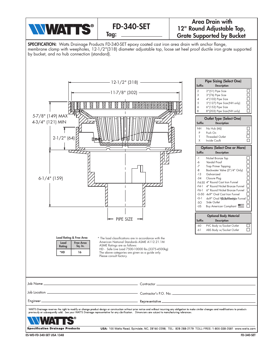 Watts FD-340-SET User Manual | 1 page