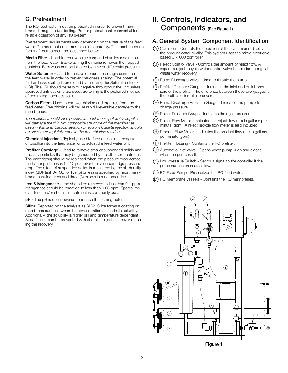 Ii. controls, indicators, and components, C. pretreatment, A. general system component identification | Watts PWR4021 User Manual | Page 3 / 16