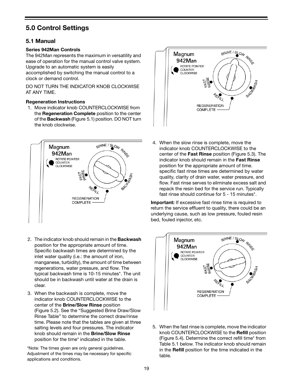 0 control settings, 1 manual | Watts Autotrol Magnum (CV+ Series) User Manual | Page 23 / 86