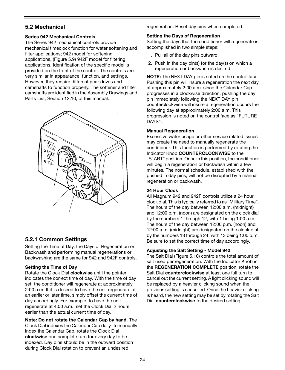2 mechanical, 1 common settings | Watts Autotrol Magnum (CV+ Series) User Manual | Page 28 / 86