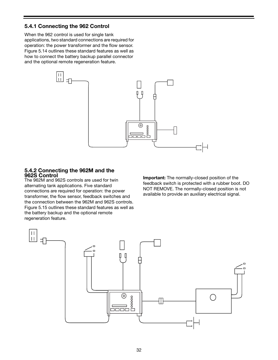 1 connecting the 962 control, 2 connecting the 962m and the 962s control | Watts Autotrol Magnum (CV+ Series) User Manual | Page 36 / 86