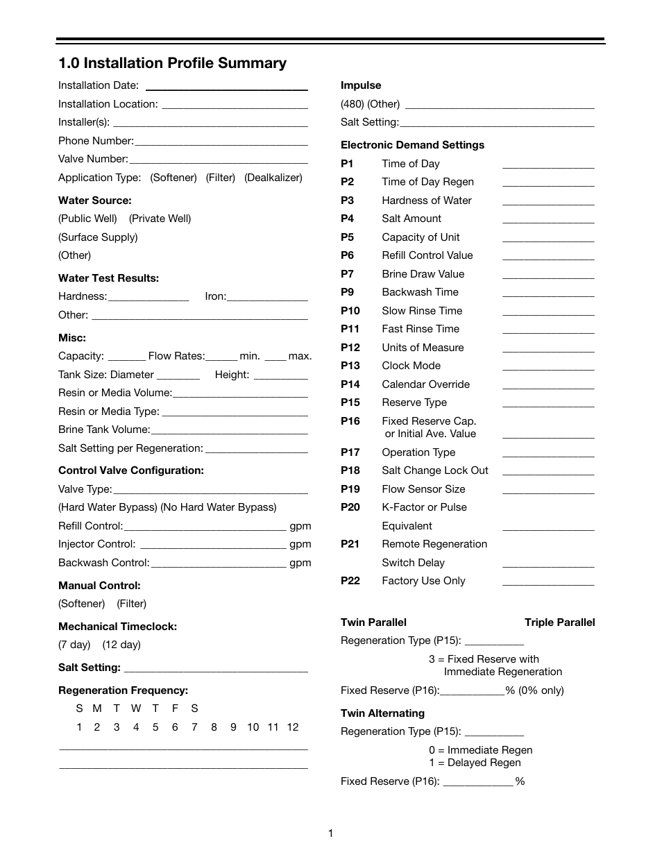 0 installation profile summary | Watts Autotrol Magnum (CV+ Series) User Manual | Page 5 / 86