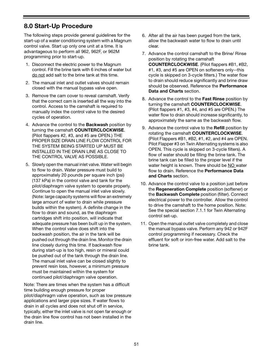 0 start-up procedure | Watts Autotrol Magnum (CV+ Series) User Manual | Page 55 / 86