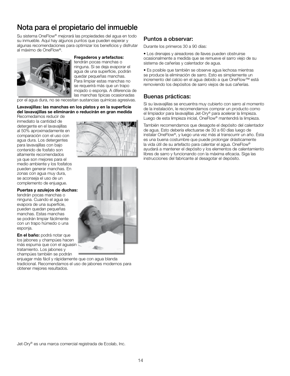 Nota para el propietario del inmueble, Puntos a observar, Buenas prácticas | Watts OF948-16 User Manual | Page 14 / 24
