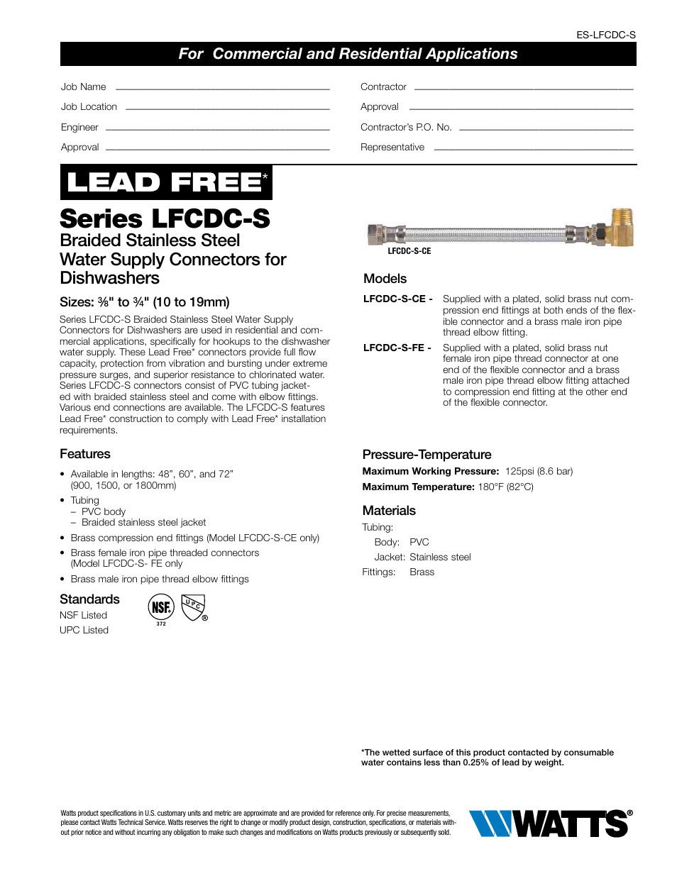 Watts LFCDC-S User Manual | 2 pages