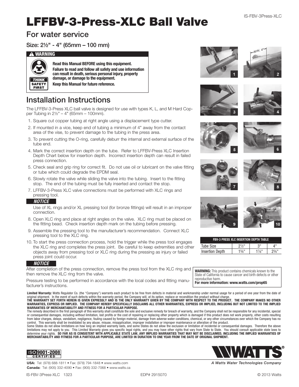 Watts LFFBV-3-Press XLC User Manual | 1 page