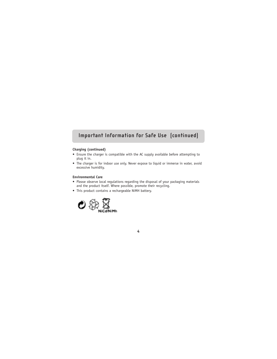 Important information for safe use (continued) | Belkin Bluetooh Hands-Free Headset F8V9017 User Manual | Page 5 / 24