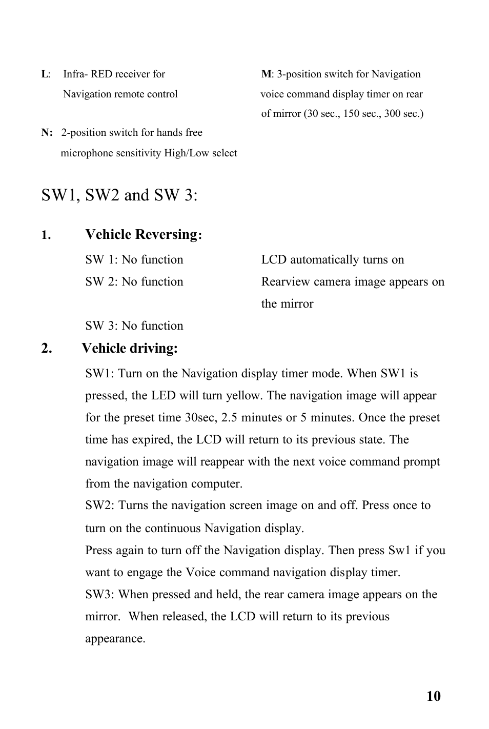 Sw1, sw2 and sw 3 | Audiovox RVMPKG2 User Manual | Page 10 / 15