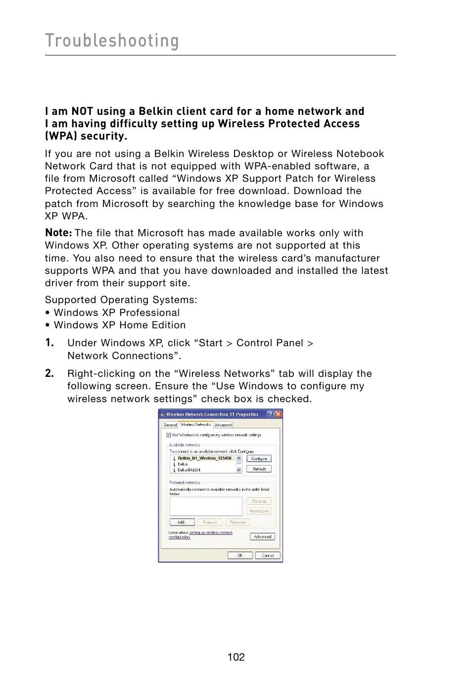 Troubleshooting | Belkin Vision Wireless Router N1 User Manual | Page 106 / 114