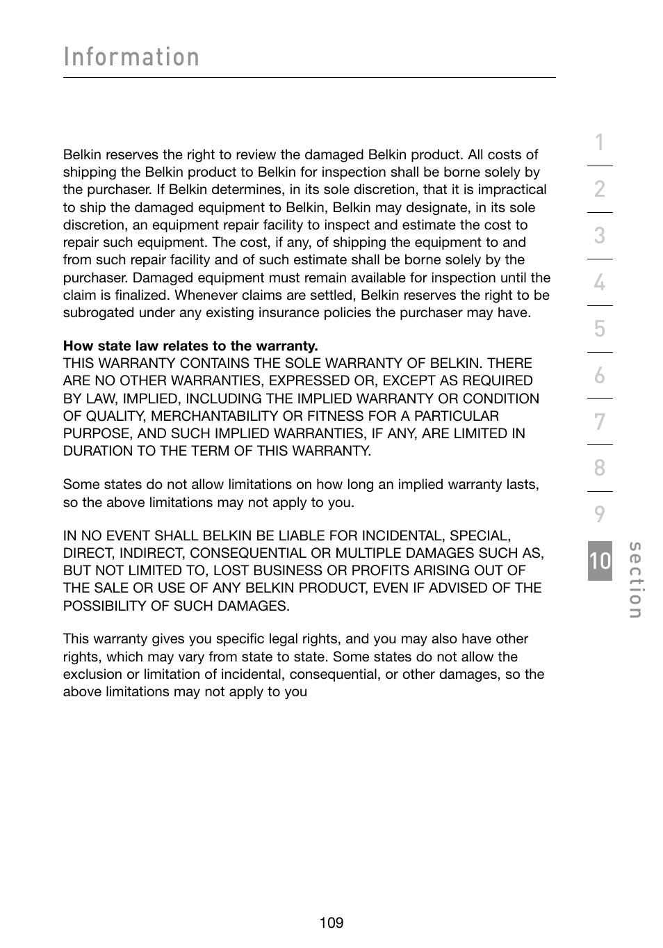 Information | Belkin Vision Wireless Router N1 User Manual | Page 113 / 114