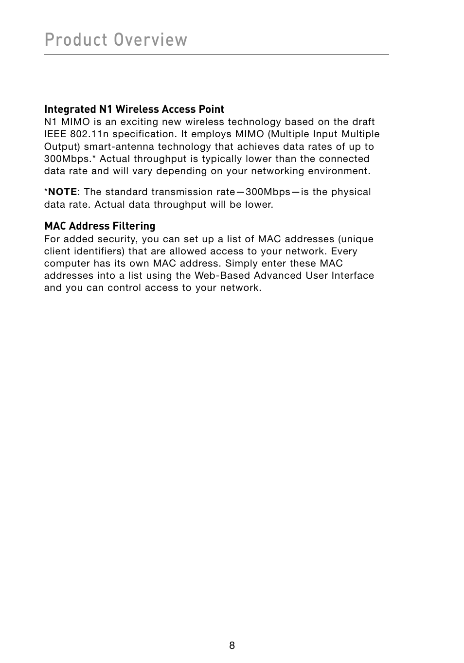 Product overview | Belkin Vision Wireless Router N1 User Manual | Page 12 / 114