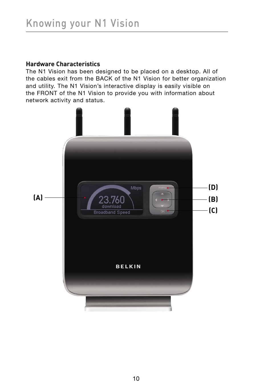 Knowing your n1 vision | Belkin Vision Wireless Router N1 User Manual | Page 14 / 114