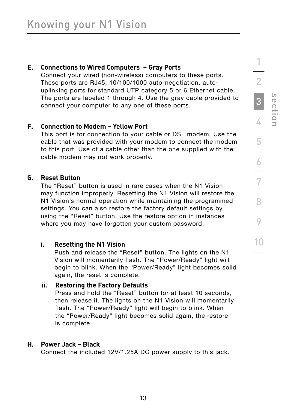 Knowing your n1 vision, Se ct io n | Belkin Vision Wireless Router N1 User Manual | Page 17 / 114