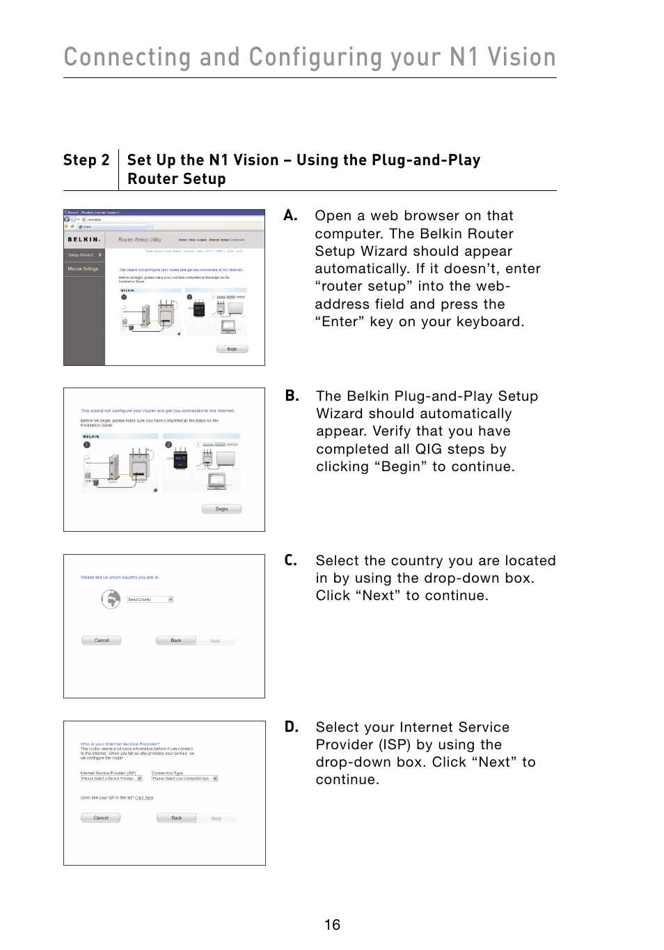 Connecting and configuring your n1 vision | Belkin Vision Wireless Router N1 User Manual | Page 20 / 114