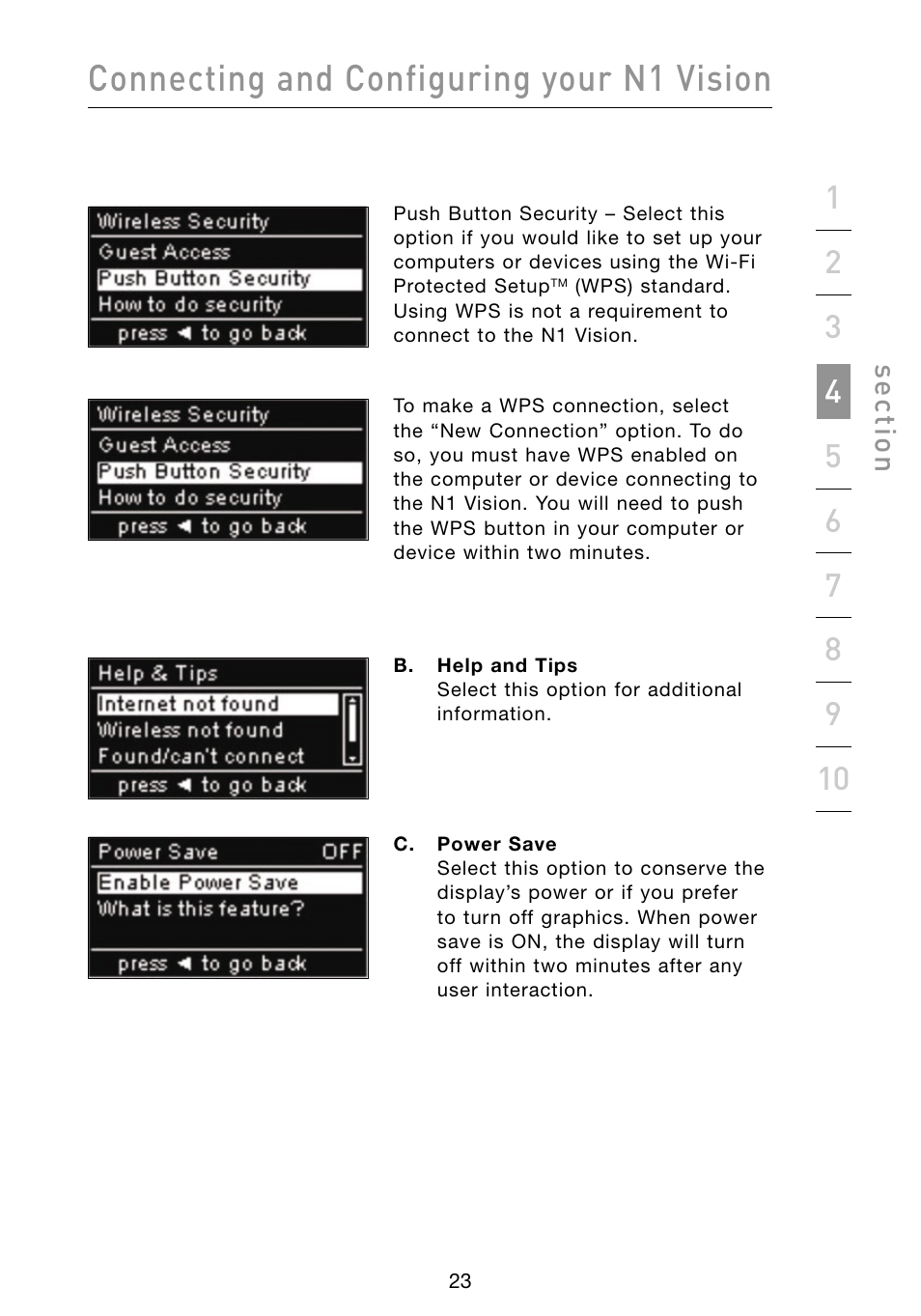 Connecting and configuring your n1 vision, Se ct io n | Belkin Vision Wireless Router N1 User Manual | Page 27 / 114