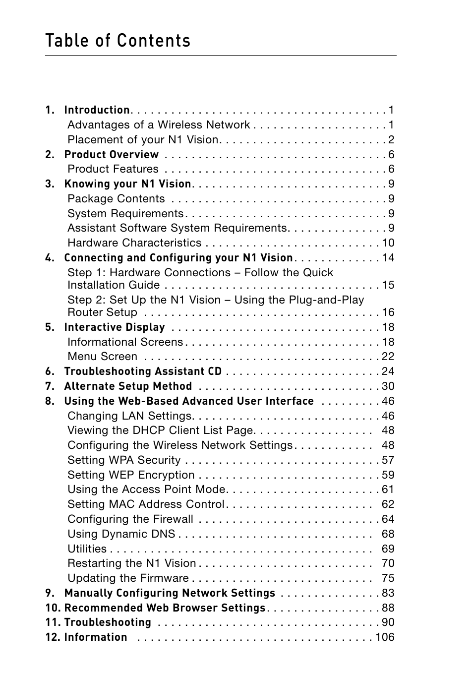Belkin Vision Wireless Router N1 User Manual | Page 3 / 114
