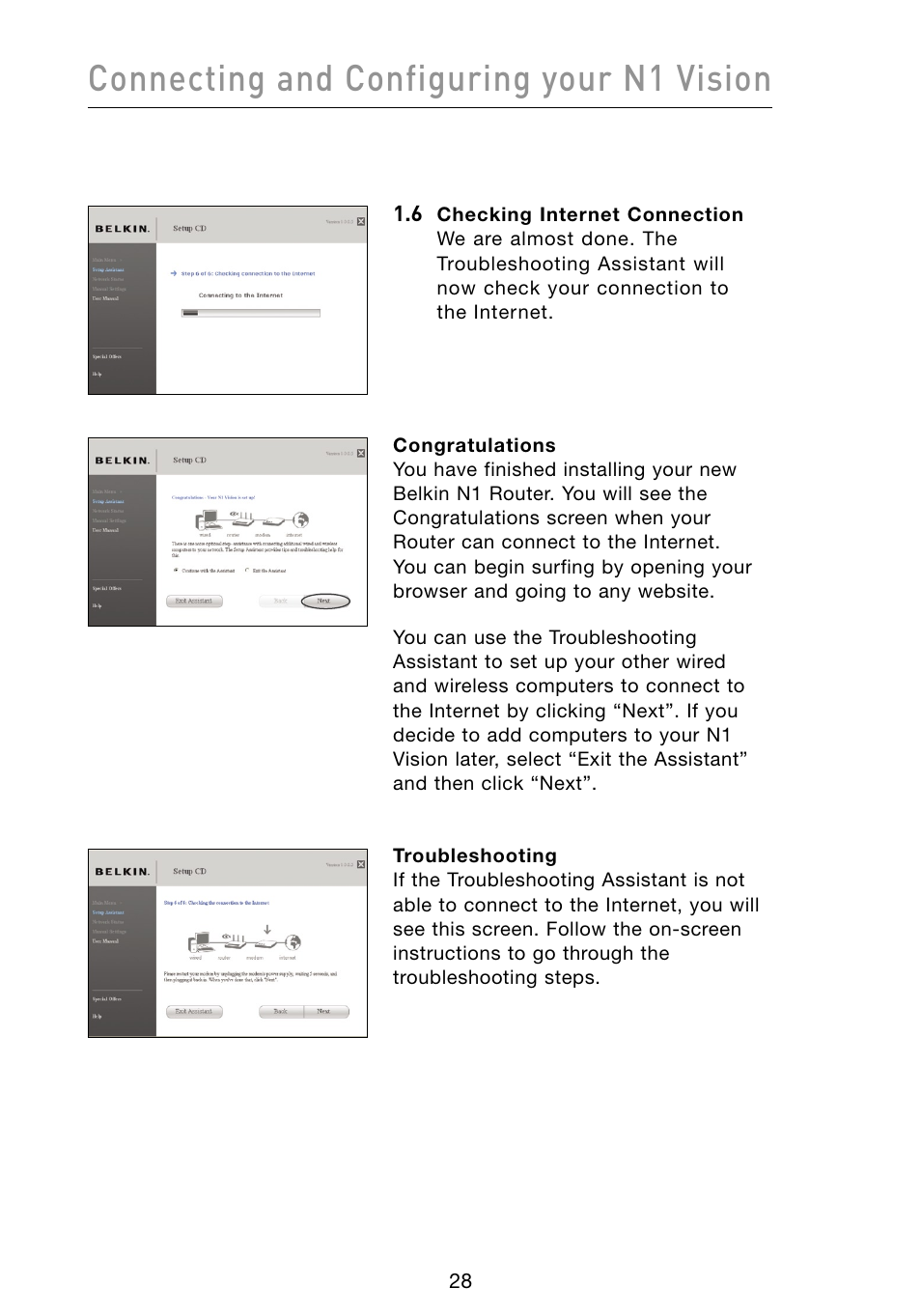 Connecting and configuring your n1 vision | Belkin Vision Wireless Router N1 User Manual | Page 32 / 114