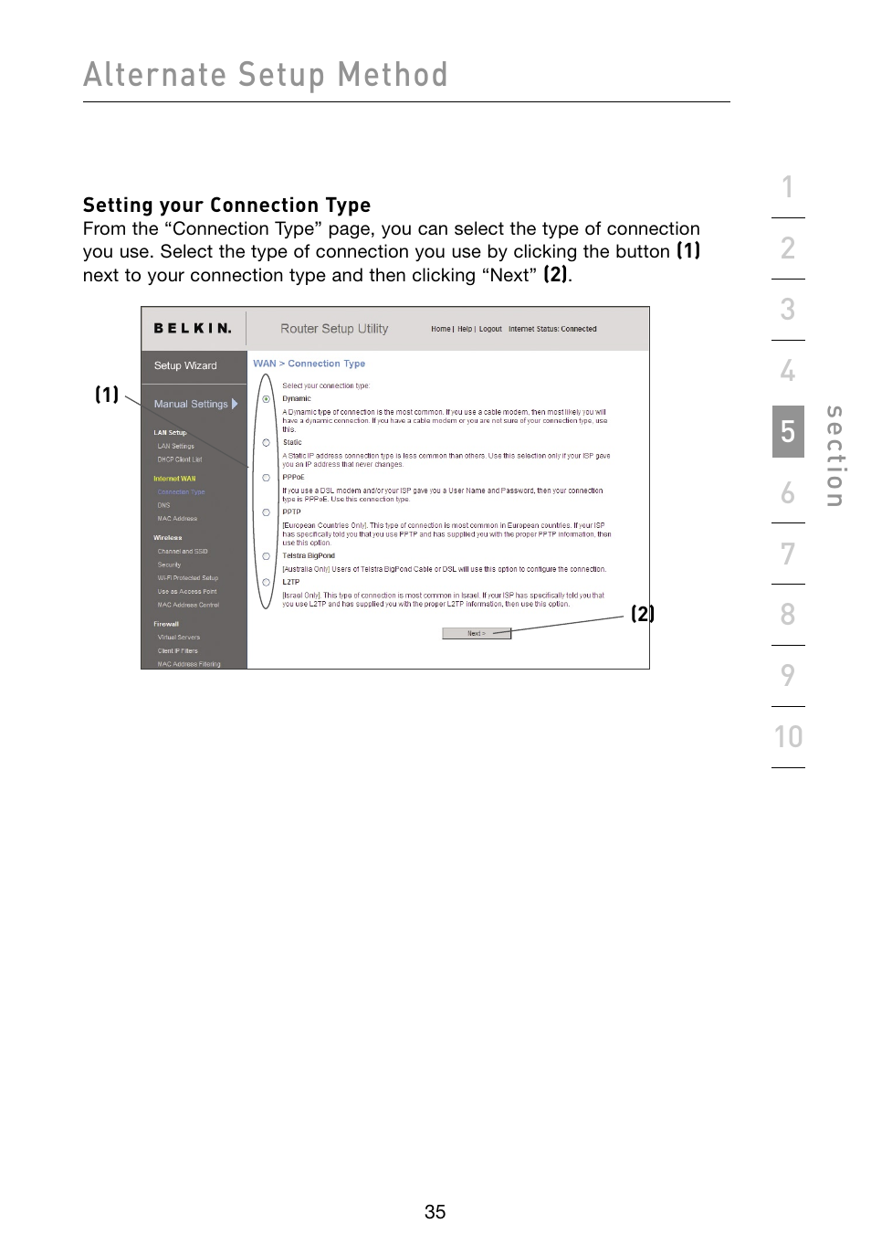 Alternate setup method | Belkin Vision Wireless Router N1 User Manual | Page 39 / 114