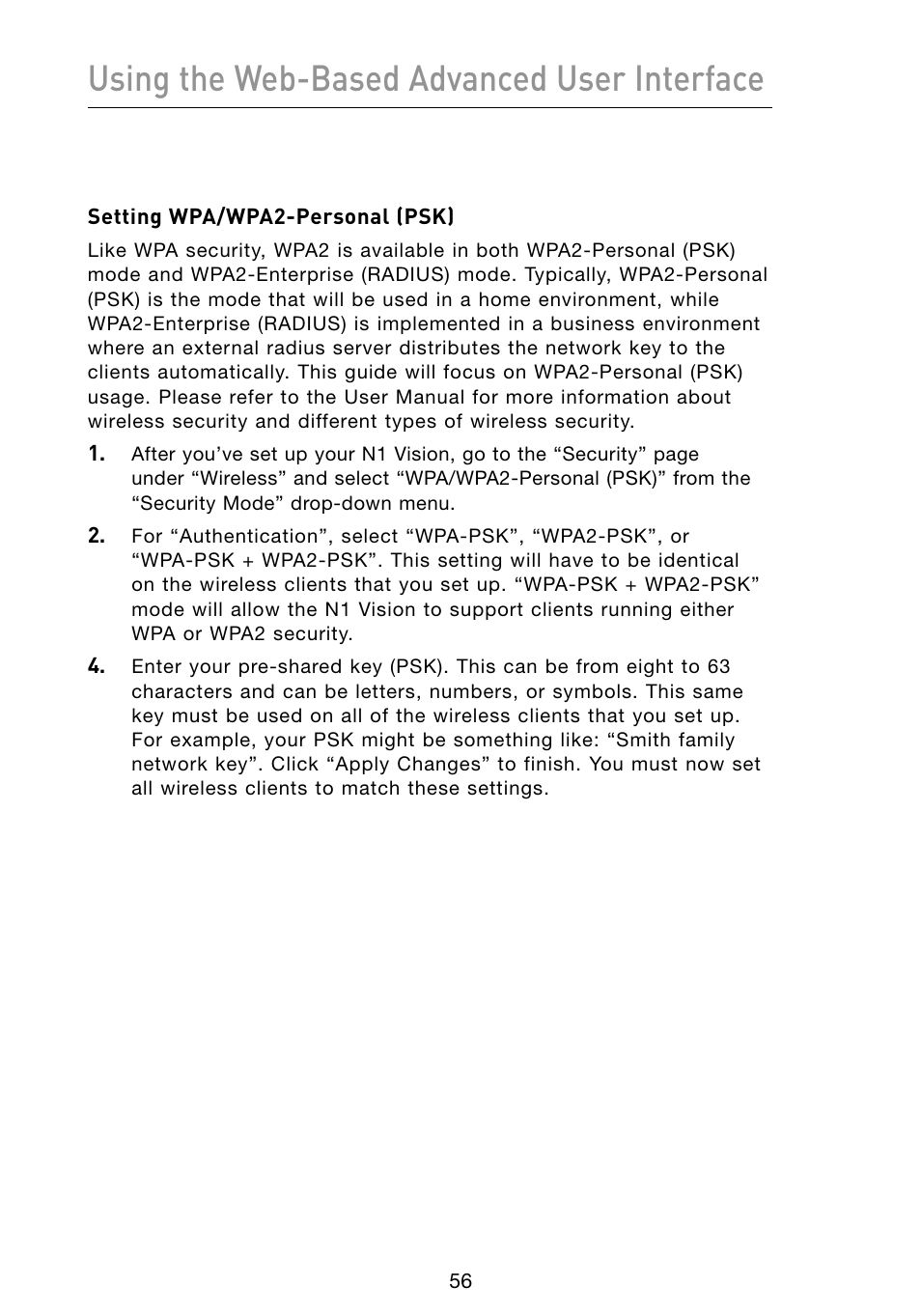 Using the web-based advanced user interface | Belkin Vision Wireless Router N1 User Manual | Page 60 / 114
