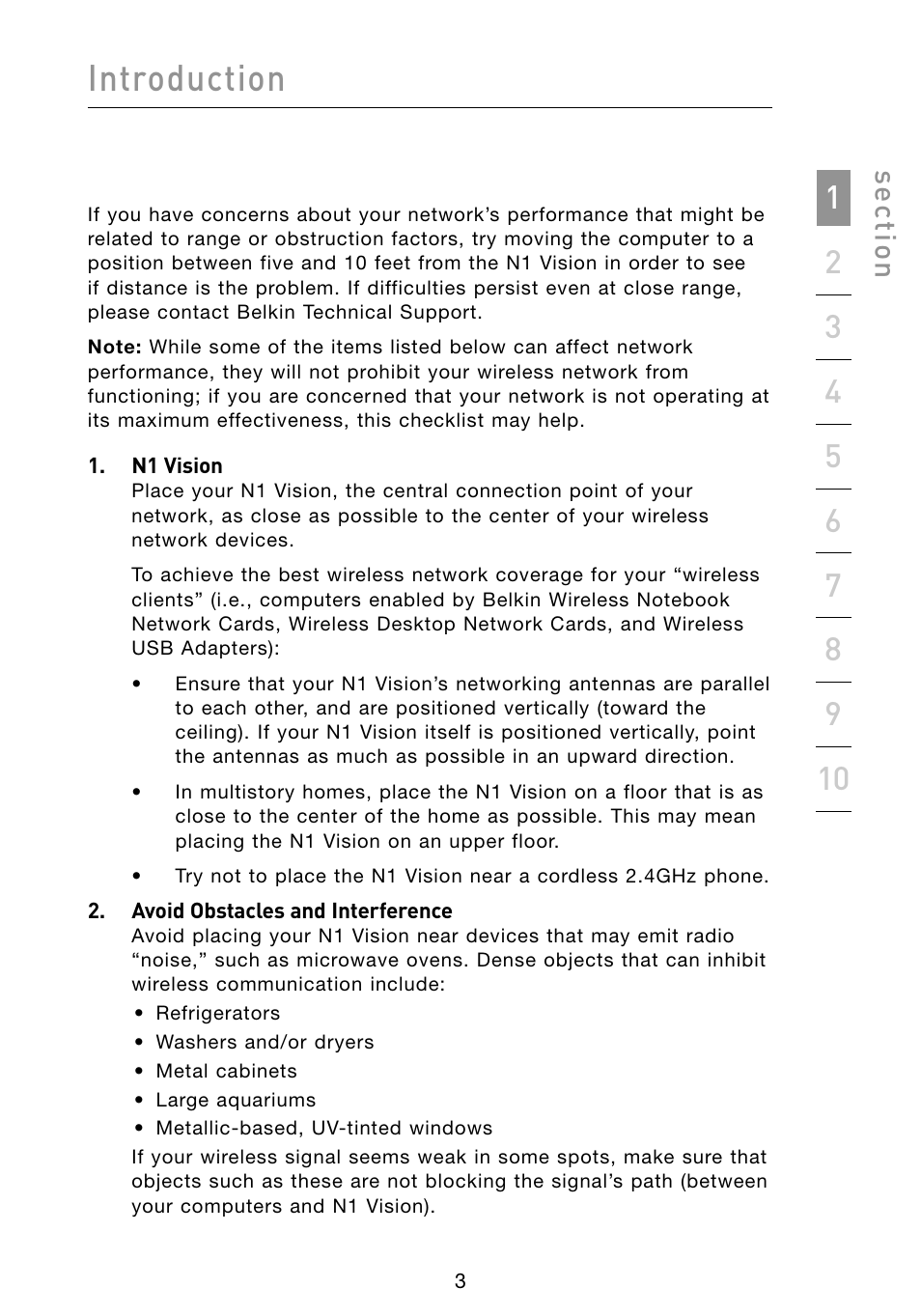 Introduction, Se ct io n | Belkin Vision Wireless Router N1 User Manual | Page 7 / 114