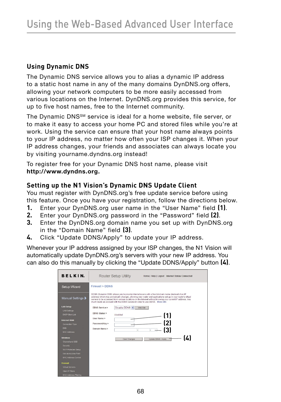 Using the web-based advanced user interface | Belkin Vision Wireless Router N1 User Manual | Page 72 / 114