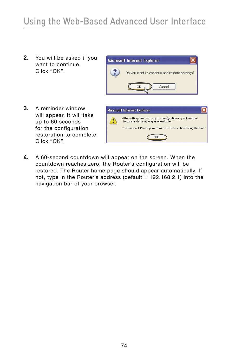 Using the web-based advanced user interface | Belkin Vision Wireless Router N1 User Manual | Page 78 / 114