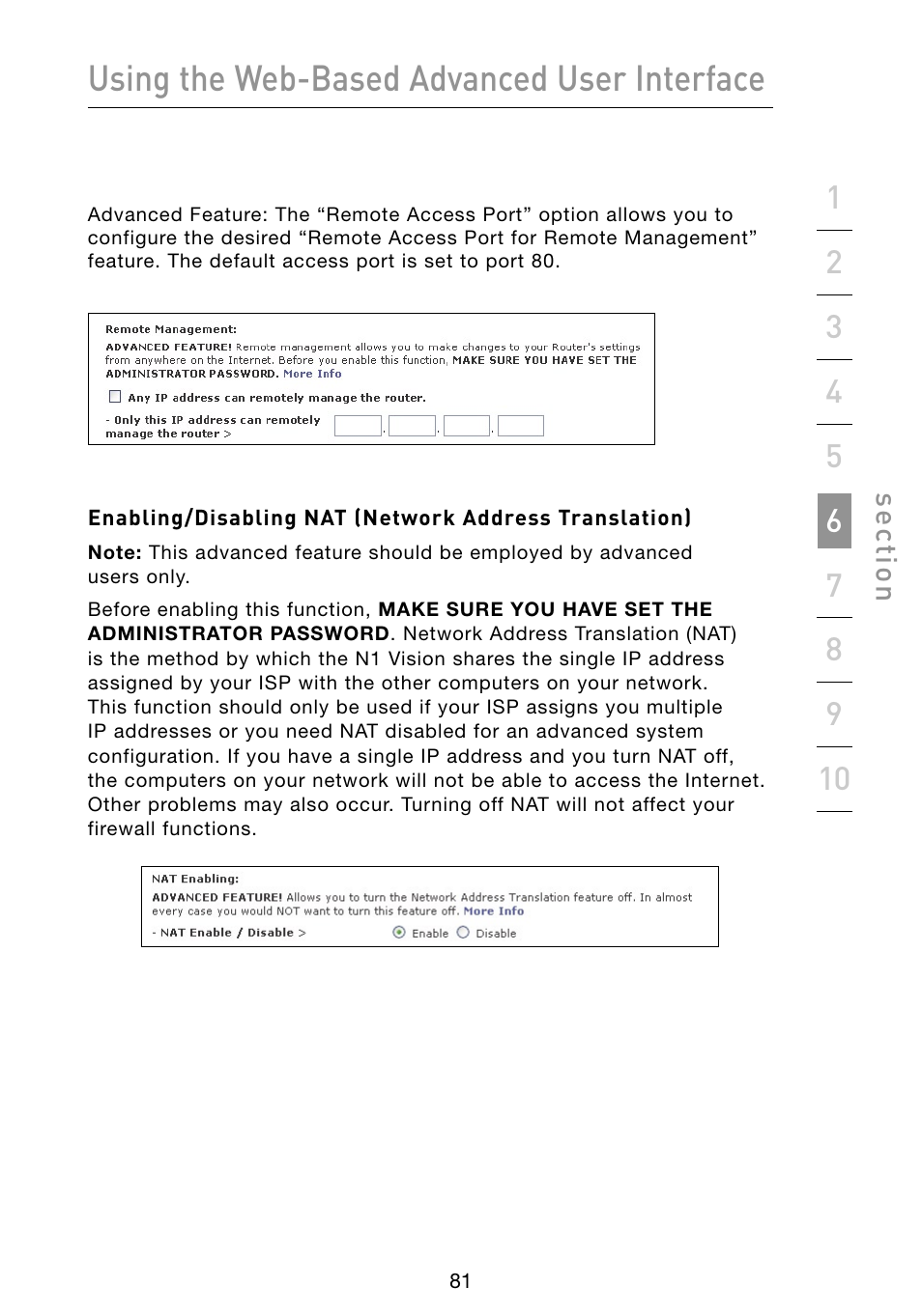 Using the web-based advanced user interface | Belkin Vision Wireless Router N1 User Manual | Page 85 / 114