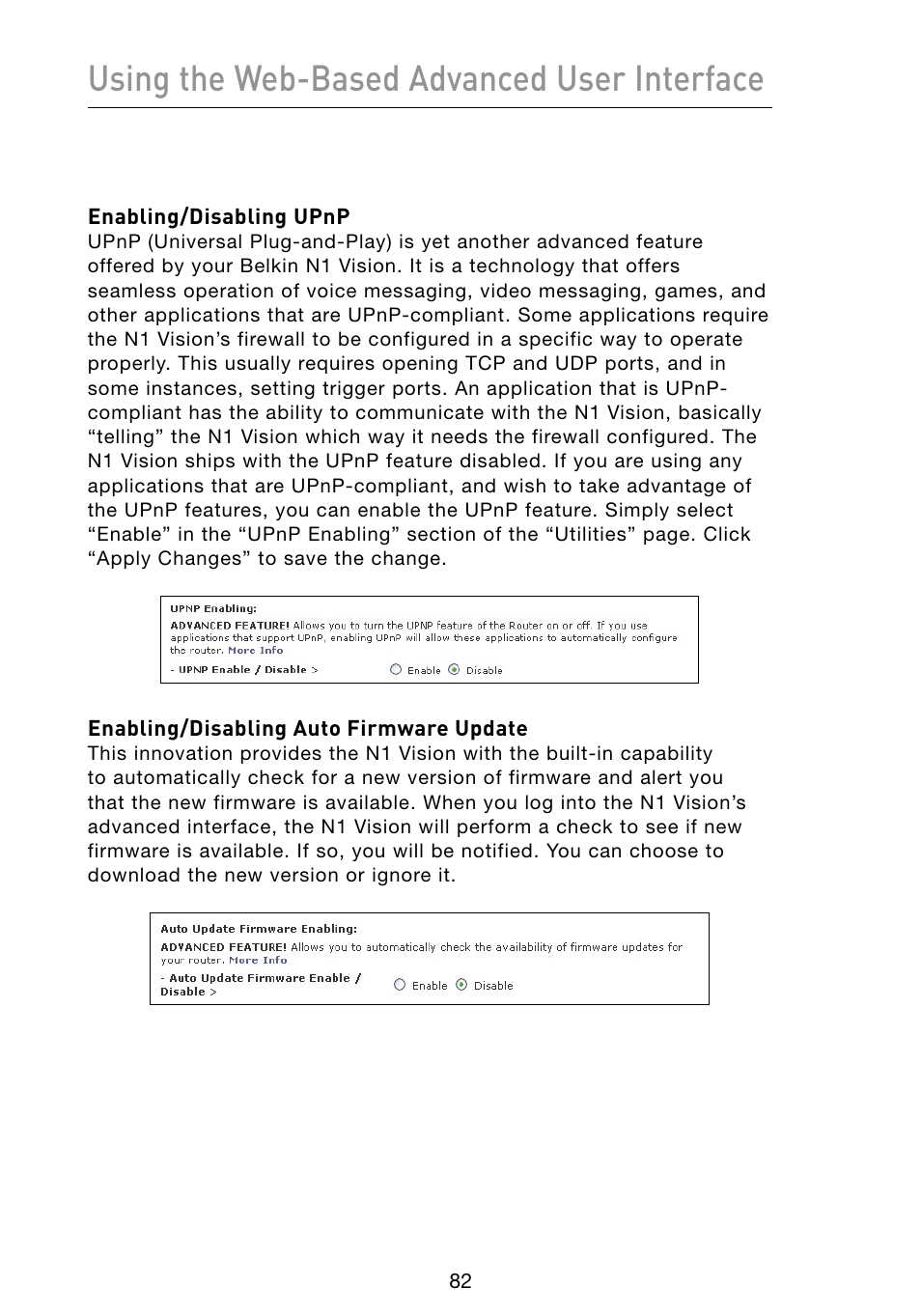 Using the web-based advanced user interface | Belkin Vision Wireless Router N1 User Manual | Page 86 / 114