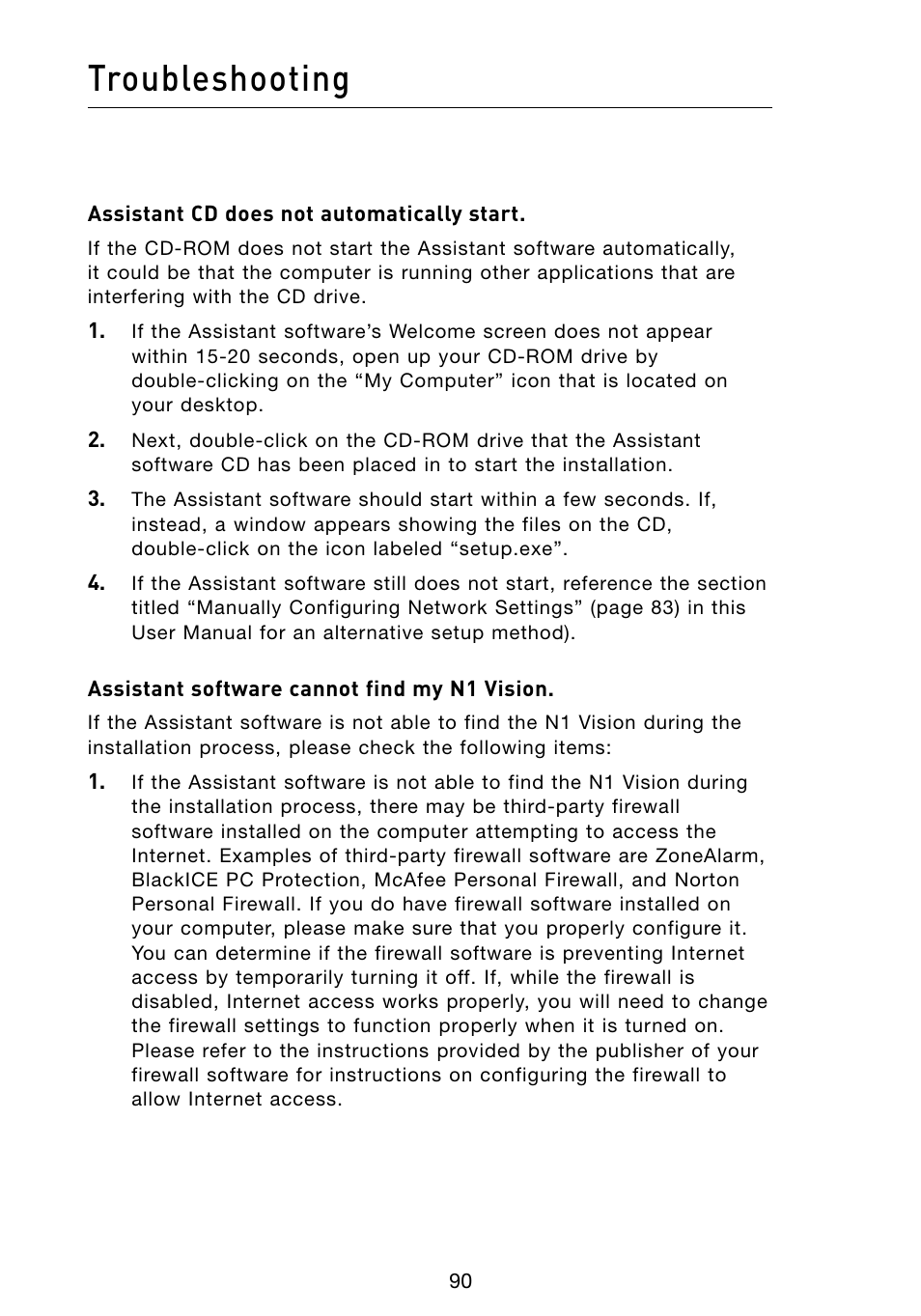 Troubleshooting | Belkin Vision Wireless Router N1 User Manual | Page 94 / 114