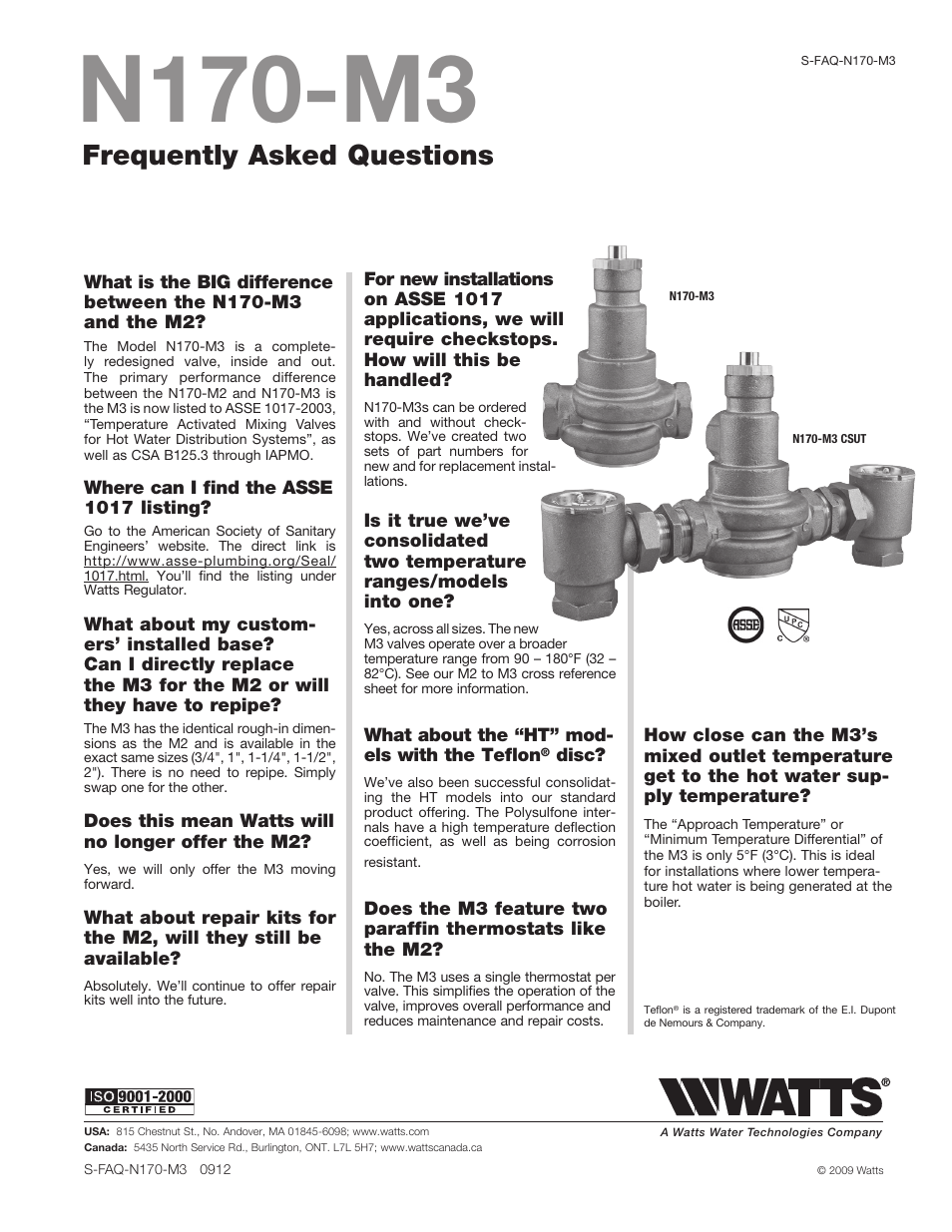 Watts LFN170 CSUT User Manual | 1 page