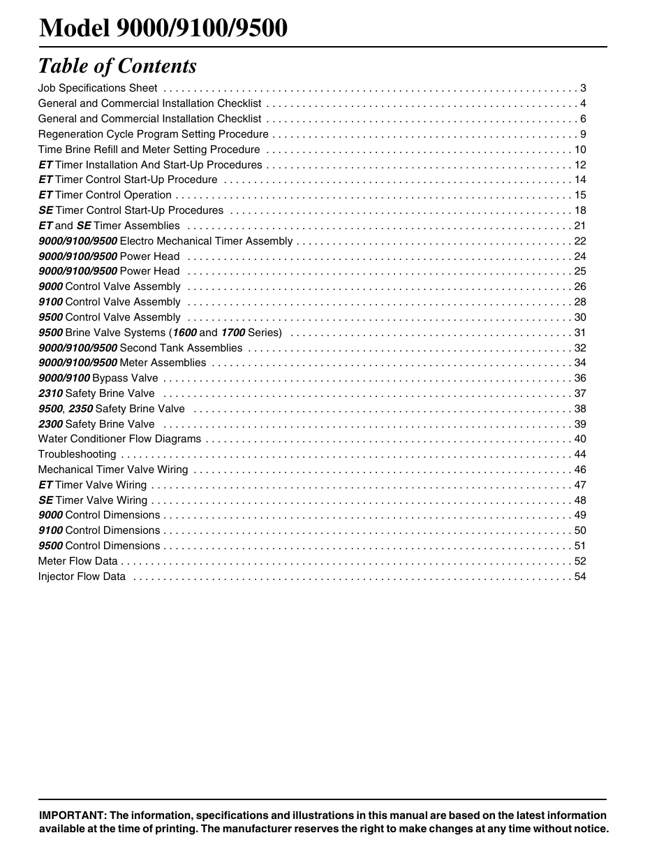 Watts Fleck 9500 Twin Brass Valve User Manual | Page 2 / 56