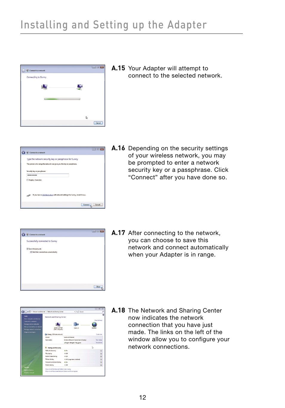 Installing and setting up the adapter | Belkin F5D8053 User Manual | Page 14 / 48