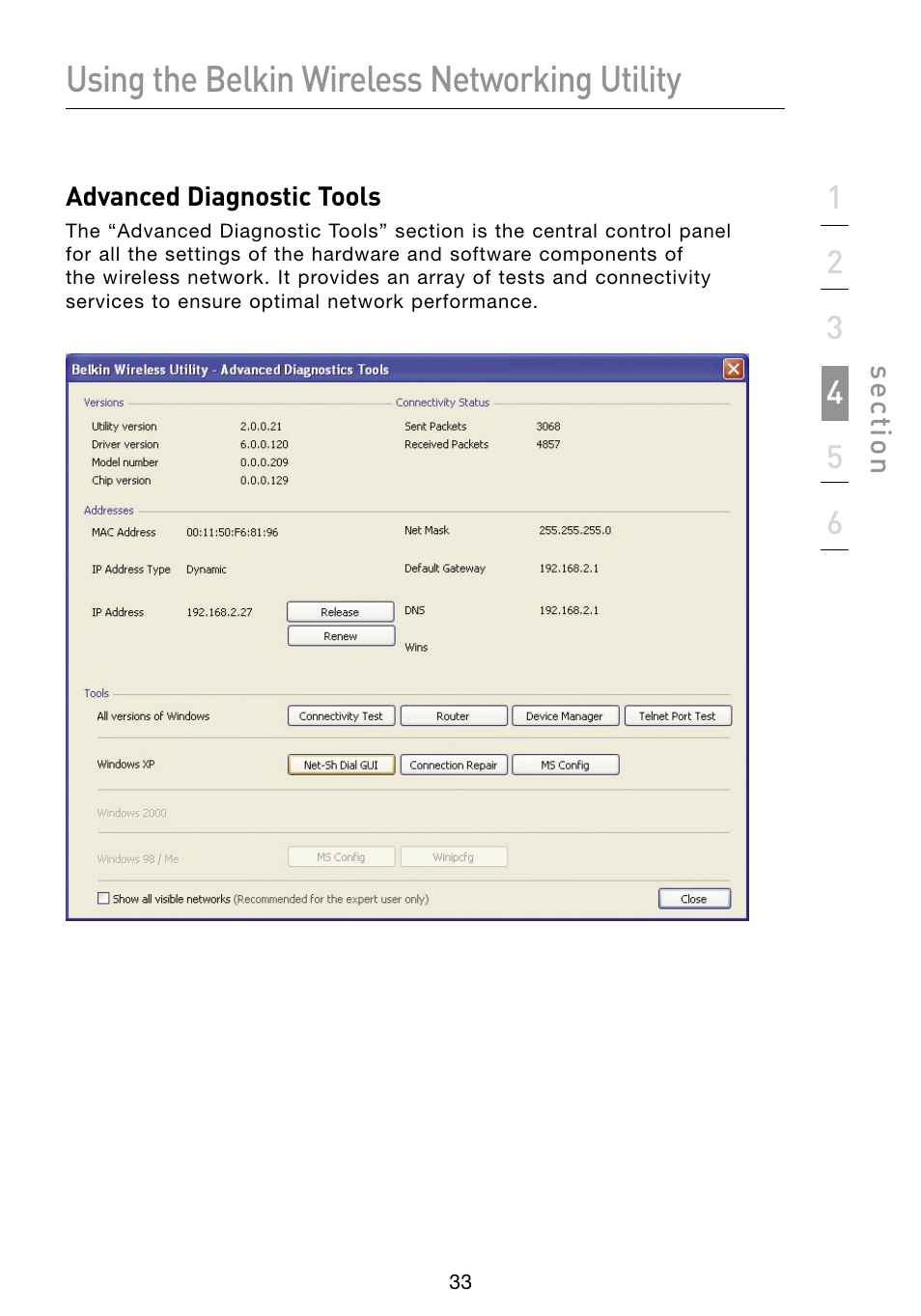 Using the belkin wireless networking utility | Belkin F5D8053 User Manual | Page 35 / 48