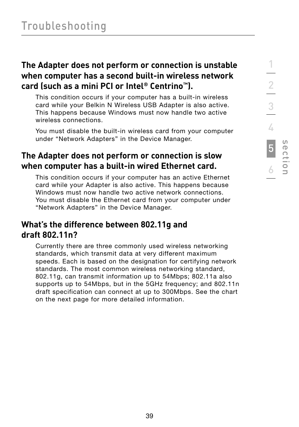 Troubleshooting | Belkin F5D8053 User Manual | Page 41 / 48