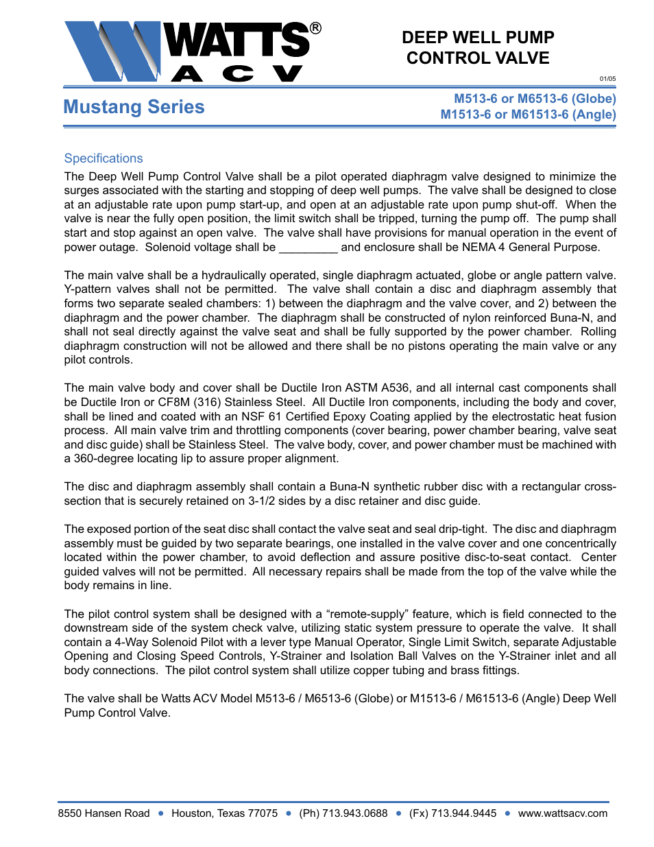 Watts M1513-6 User Manual | 1 page