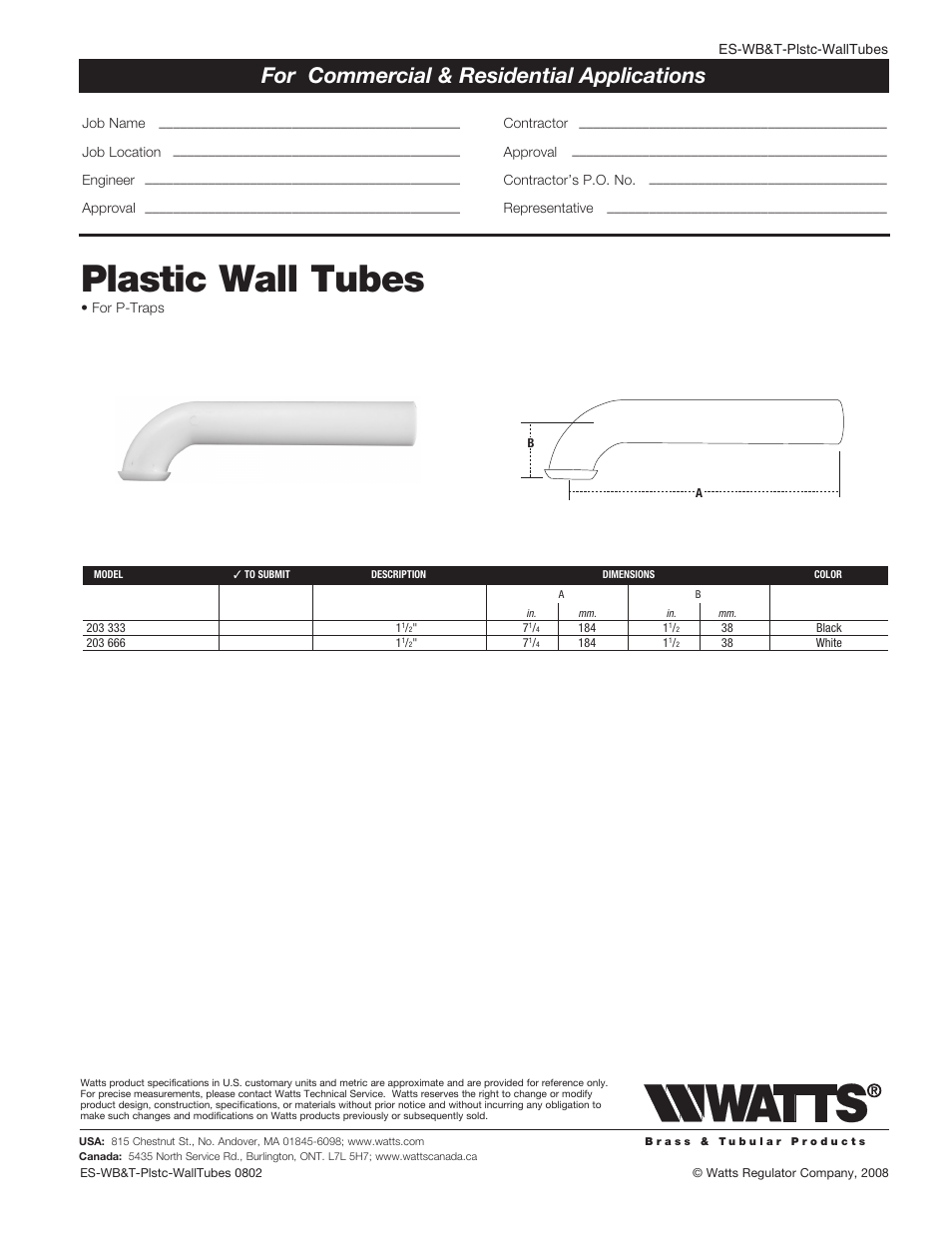 Watts 203 666 User Manual | 1 page