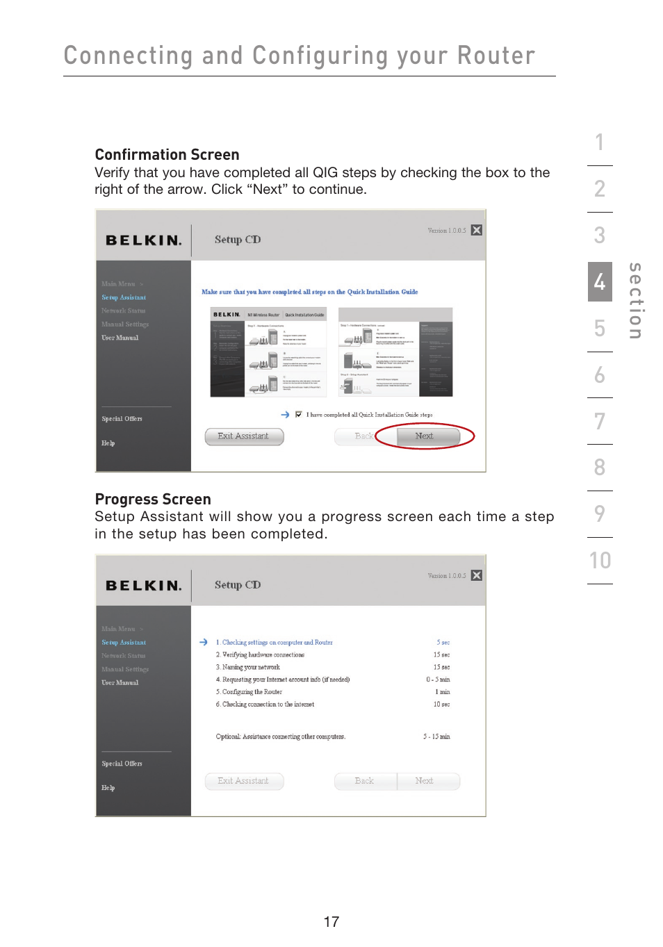 Connecting and configuring your router | Belkin f5d7230-4 User Manual | Page 19 / 124