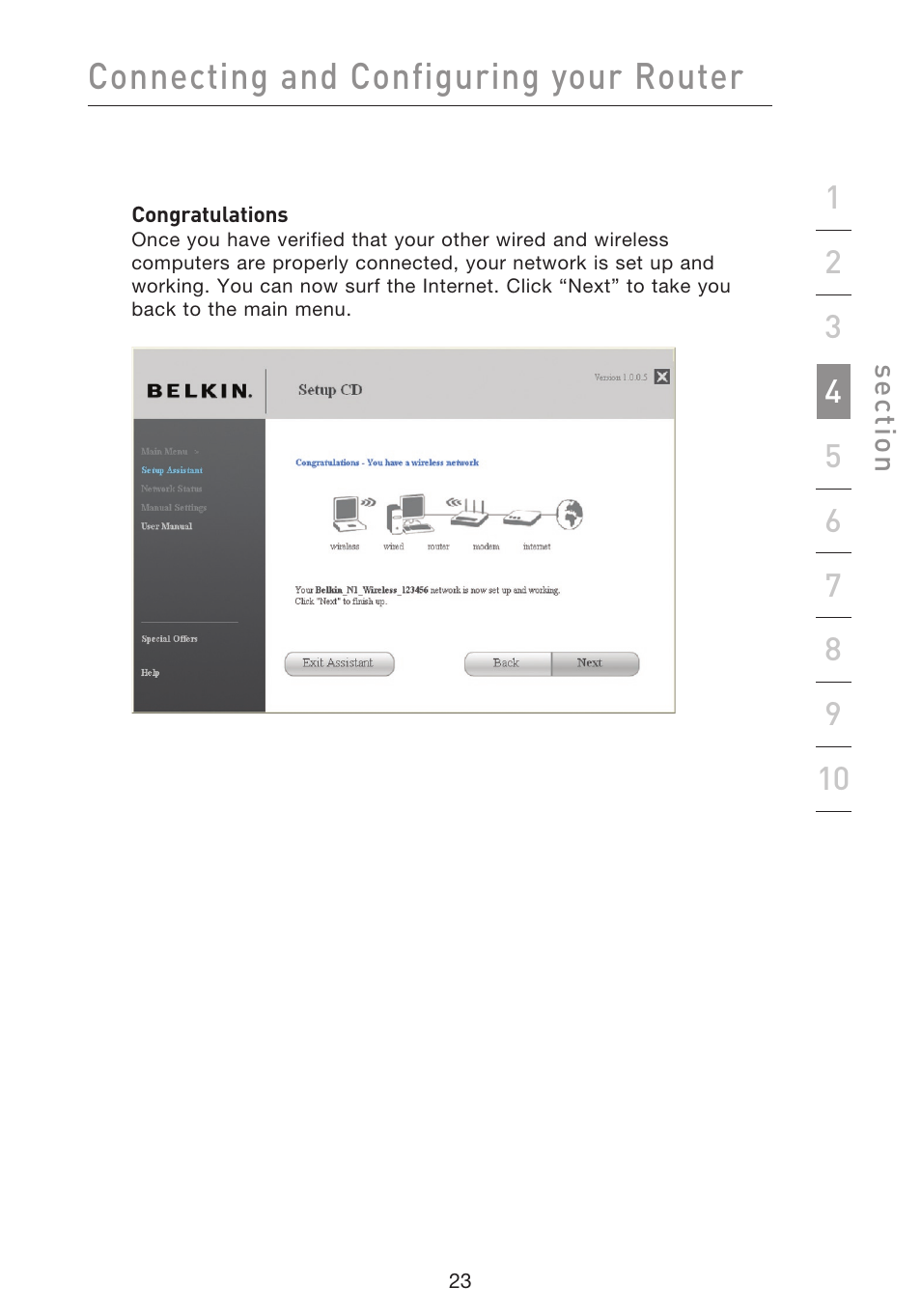 Connecting and configuring your router | Belkin f5d7230-4 User Manual | Page 25 / 124