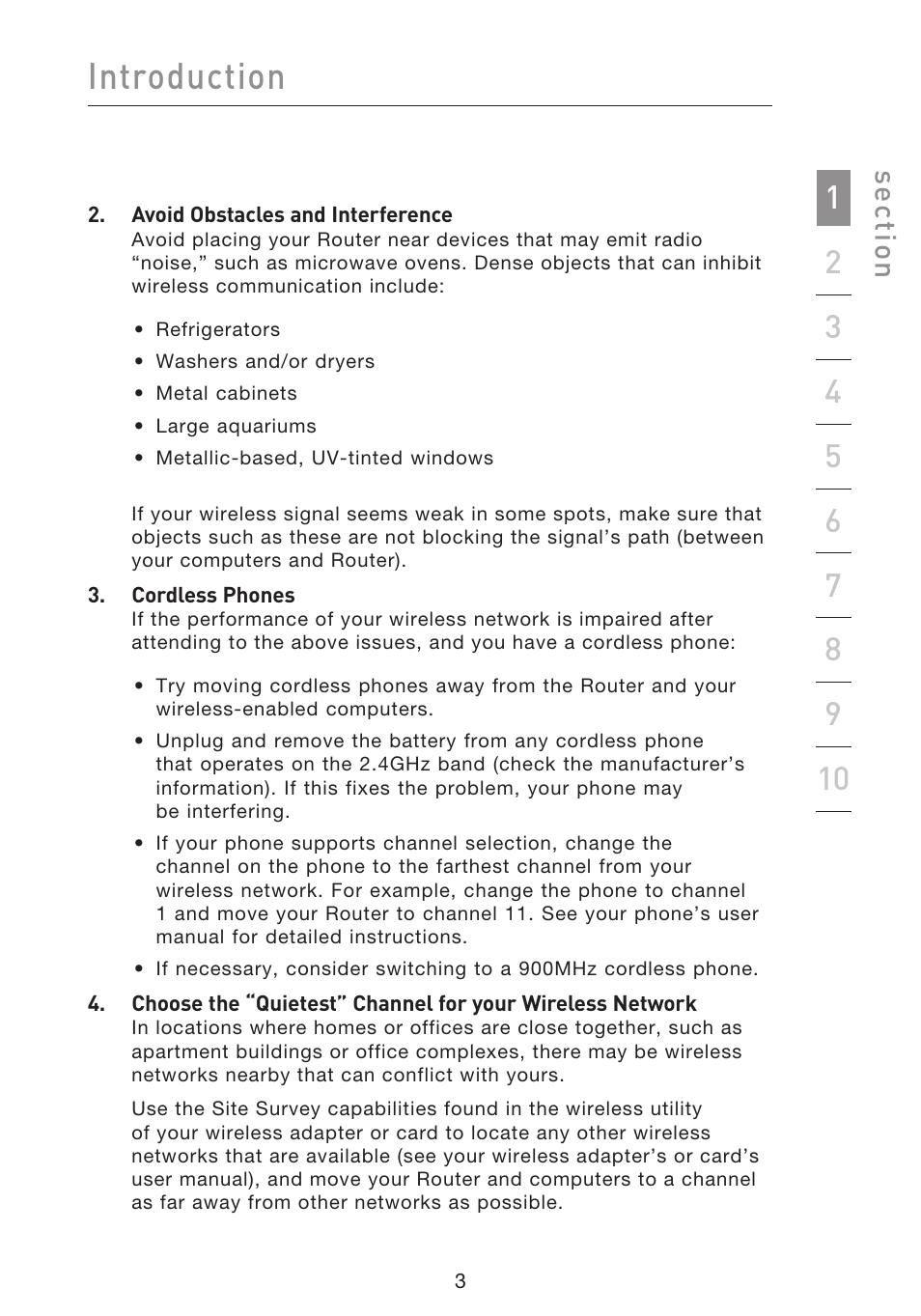 Introduction, Se ct io n | Belkin f5d7230-4 User Manual | Page 5 / 124