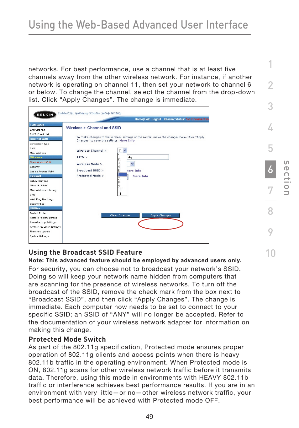 Using the web-based advanced user interface | Belkin f5d7230-4 User Manual | Page 51 / 124