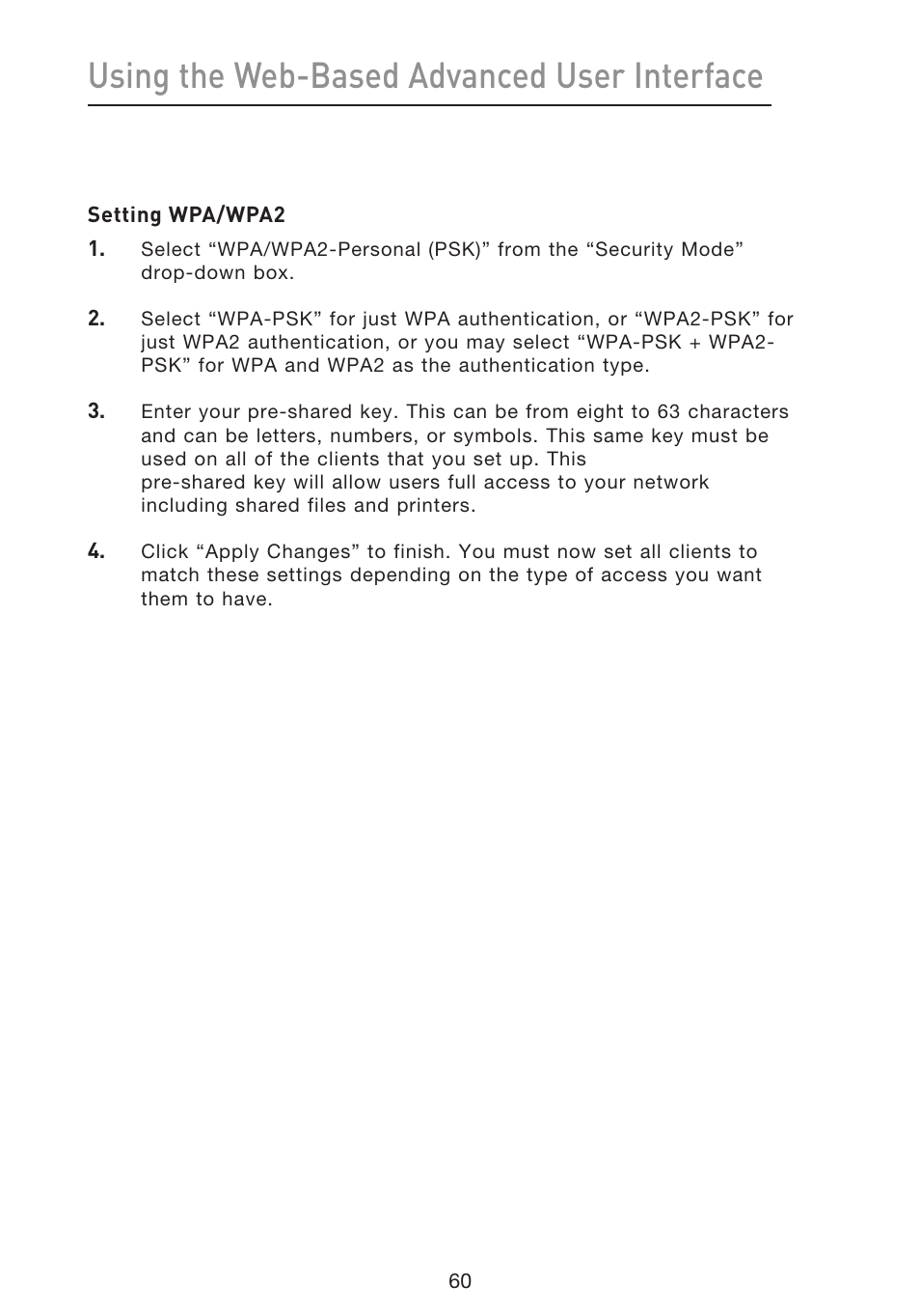 Using the web-based advanced user interface | Belkin f5d7230-4 User Manual | Page 62 / 124