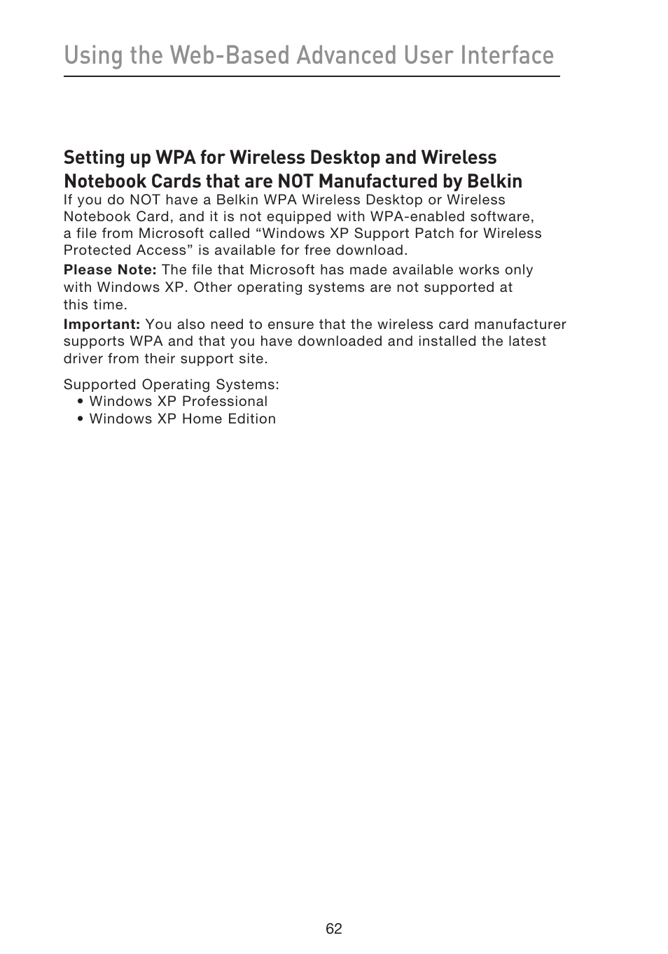 Using the web-based advanced user interface | Belkin f5d7230-4 User Manual | Page 64 / 124