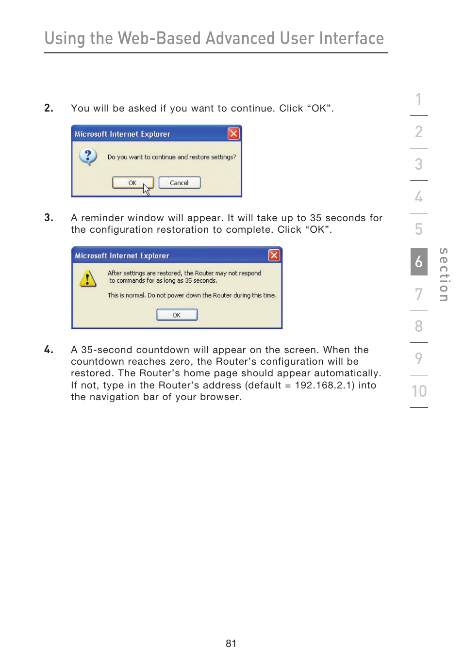 Using the web-based advanced user interface | Belkin f5d7230-4 User Manual | Page 83 / 124