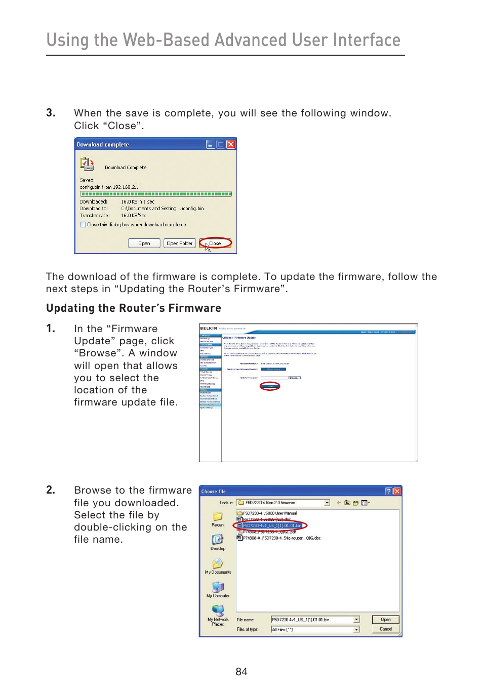 Using the web-based advanced user interface | Belkin f5d7230-4 User Manual | Page 86 / 124