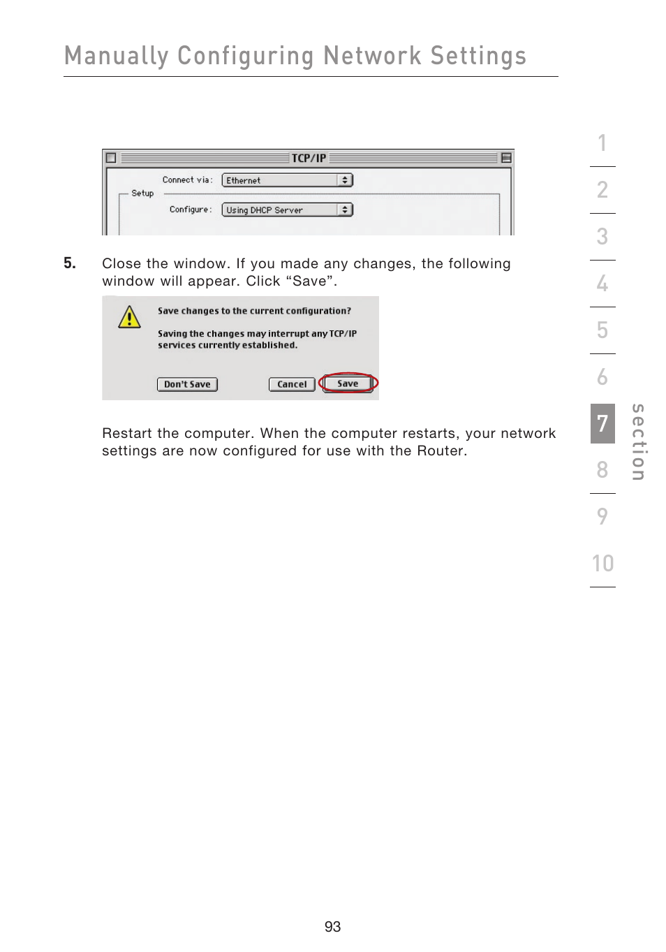 Manually configuring network settings | Belkin f5d7230-4 User Manual | Page 95 / 124